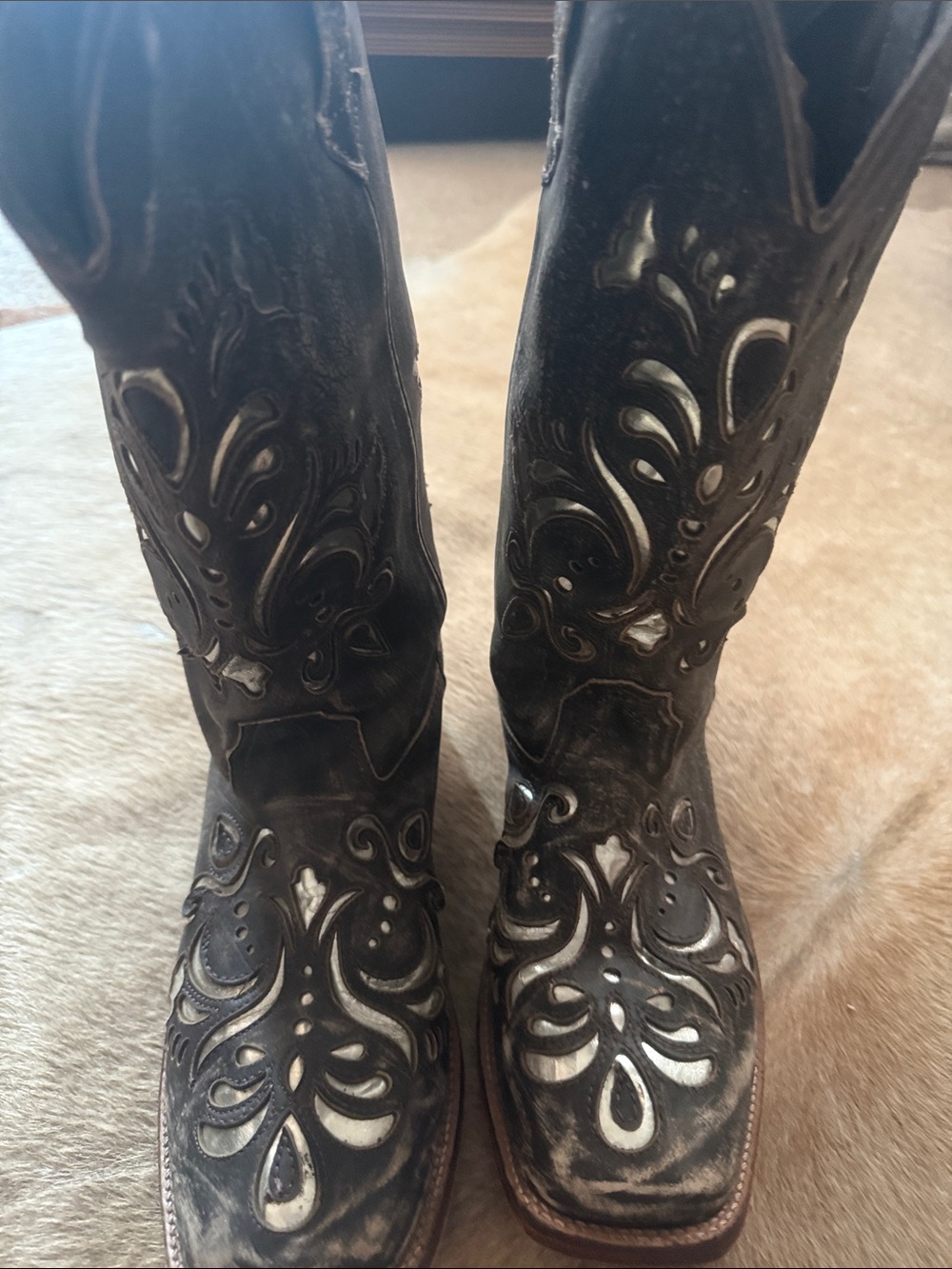 Women's Embroidered Western Cowboy Boots - Black roper size 11 - Picture 3 of 5